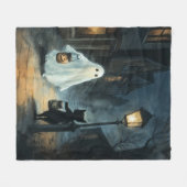 Halloween Ghost und Cat-Begegnung Fleecedecke (Vorderseite (Horizontal))