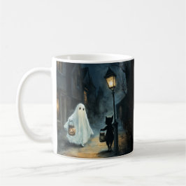 Halloween Ghost und Cat-Begegnung Kaffeetasse