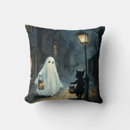 Halloween Ghost und Cat-Begegnung Kissen
