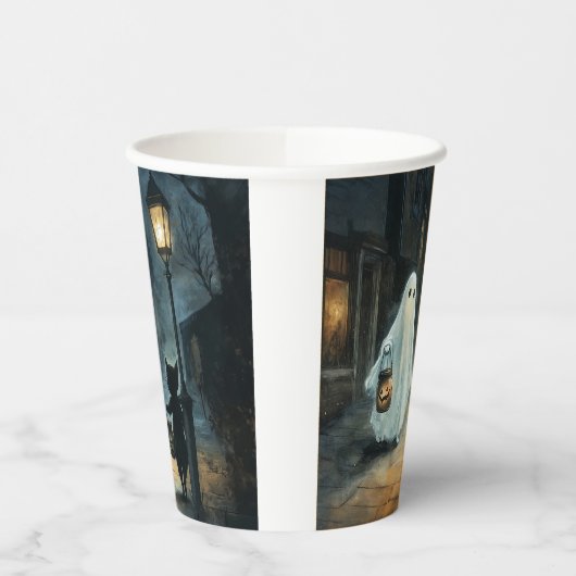 Halloween Ghost und Cat-Begegnung Pappbecher (Links)