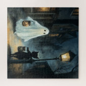 Halloween Ghost und Cat-Begegnung Puzzle (Horizontal)