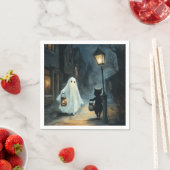 Halloween Ghost und Cat-Begegnung Serviette (Beispiel)