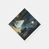 Halloween Ghost und Cat-Begegnung Serviette (Ecke)
