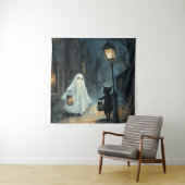 Halloween Ghost und Cat-Begegnung Wandteppich (Beispiel)