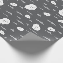 Halloween Ghost und Cloud Dark Gray Wrapping Paper