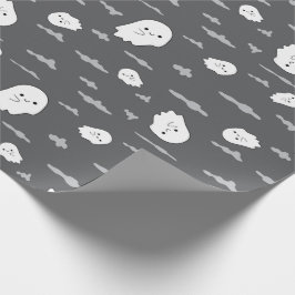 Halloween Ghost und Cloud Dark Gray Wrapping Paper Geschenkpapier