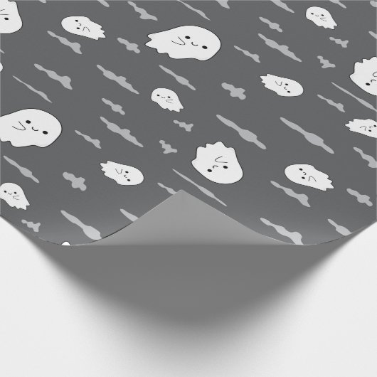 Halloween Ghost und Cloud Dark Gray Wrapping Paper Geschenkpapier (Ecke)