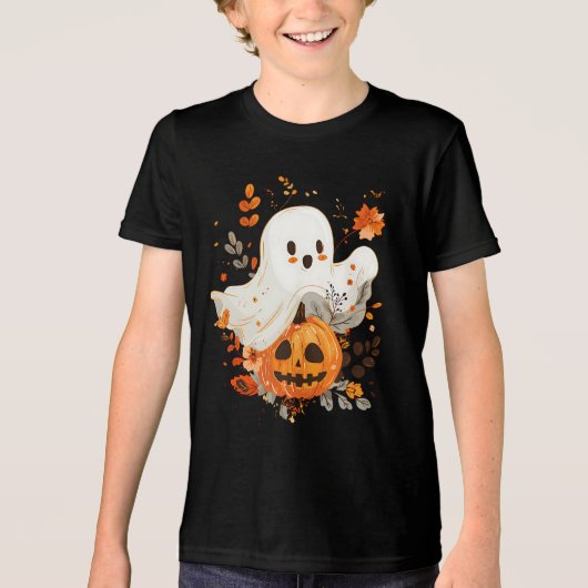 Halloween Ghost und Jack-o-Laterne Jugend-T - Shir Tri-Blend Shirt (Vorderseite)