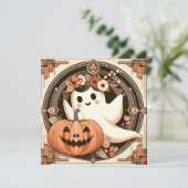 Halloween Ghost und Jack-o'lantern Spooky Karte (Stehend Vorderseite)