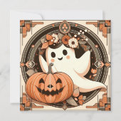 Halloween Ghost und Jack-o'lantern Spooky Karte (Vorderseite)
