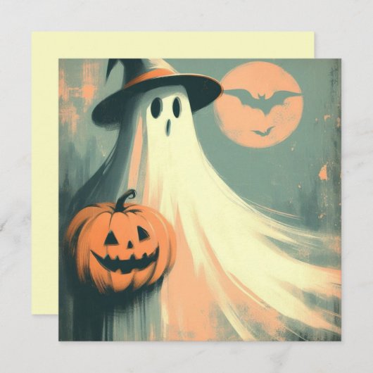 Halloween Ghost und Jack-o'lantern Spooky Karte (Vorne/Hinten)