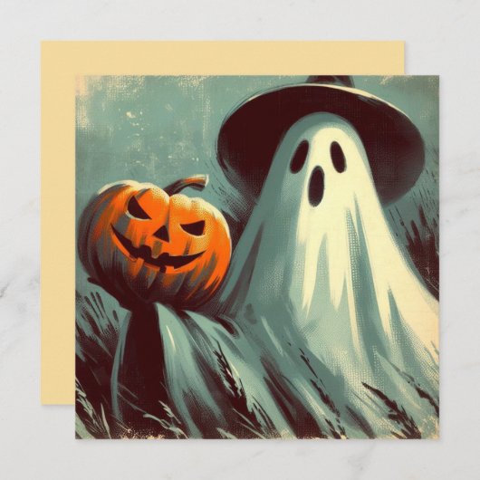 Halloween Ghost und Jack-o'lantern Spooky Karte (Vorne/Hinten)