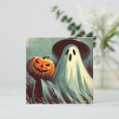 Halloween Ghost und Jack-o'lantern Spooky Karte (Stehend Vorderseite)