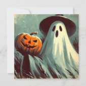 Halloween Ghost und Jack-o'lantern Spooky Karte (Vorderseite)