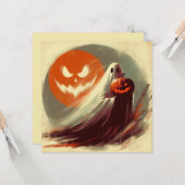 Halloween Ghost und Jack-o'lantern Spooky Karte (Vorderseite/Rückseite Beispiel)
