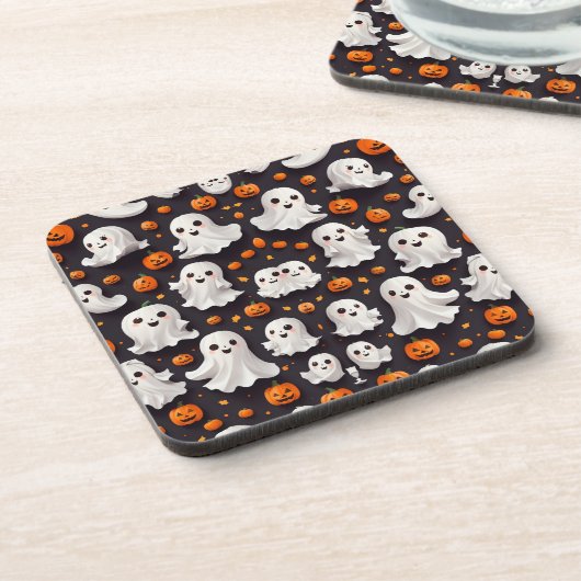 Halloween Ghost und Pumpkin Beverage Coaster Getränkeuntersetzer (Linke Seite)
