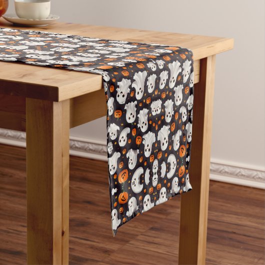 Halloween Ghost und Pumpkin Table Runner Kurzer Tischläufer (Beispiel)