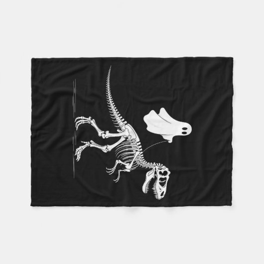 Halloween Ghost Walking Dinosaur Skeleton T Rex Fu Fleecedecke (Vorderseite (Horizontal))