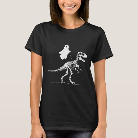 Halloween Ghost Walking Dinosaur Skeleton T Rex Fu T-Shirt (Vorderseite)