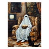 Halloween Ghost Watching TV mit Popcorn Poster (Vorderseite)