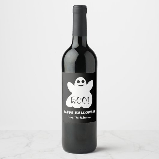 Halloween Ghost Wine Flasche Label Set Weinetikett (Vorderseite)