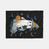 Halloween Ghost Witch Holding Black Cat Funny Hall Fleecedecke (Vorderseite (Horizontal))
