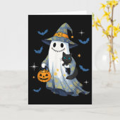 Halloween Ghost Witch Holding Black Cat Funny Hall Karte (Gelbe Blume)