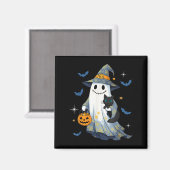 Halloween Ghost Witch Holding Black Cat Funny Hall Magnet (Vorderseite/Rückseite)