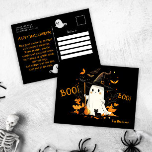 Halloween Ghost Witch Oktober Gruß Feiertagspostkarte