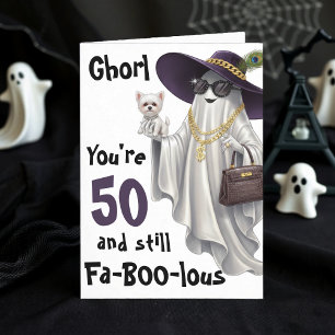 Halloween Ghost Womens Funny Happy 50. Geburtstag Karte