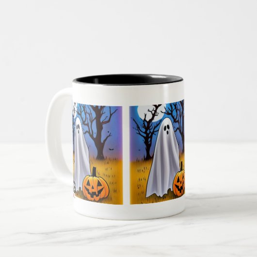 Halloween Ghost Zweifarbige Tasse (Vorderseite Links)