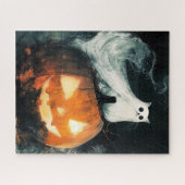 Halloween GhostCat und Kürbislaterne Puzzle (Horizontal)