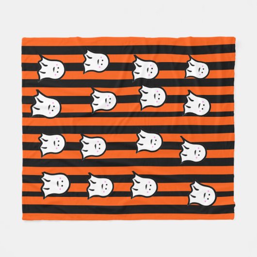 Halloween Ghosts and Stripes Fleece Blanket (Vorderseite (Horizontal))