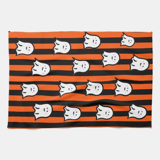 Halloween Ghosts and Stripes Geschirrtuch (Horizontal)
