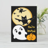 Halloween Ghosts & Bats Kid's Party Einladung (Stehend Vorderseite)