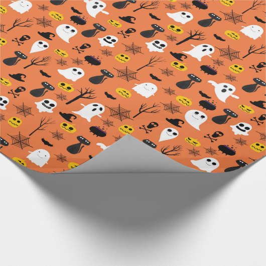 Halloween Ghosts Black Cats Spider Webs Spaß Geschenkpapier (Ecke)