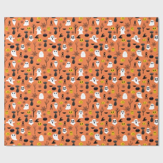 Halloween Ghosts Black Cats Spider Webs Spaß Geschenkpapier (Flach)