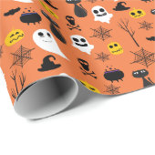 Halloween Ghosts Black Cats Spider Webs Spaß Geschenkpapier (Rolleneckpunkt)