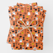 Halloween Ghosts Black Cats Spider Webs Spaß Geschenkpapier Set (Beispiel)