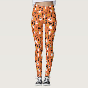 Halloween Ghosts Black Cats Spider Webs Spaß Leggings
