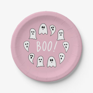 Halloween Ghosts Boo Pink Pappteller