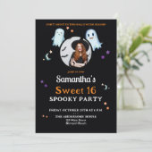 Halloween Ghosts Fun Sweet 16 Spooky Party Foto Einladung (Stehend Vorderseite)