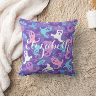 Halloween Ghosts Lila Personalisiertes Kissen