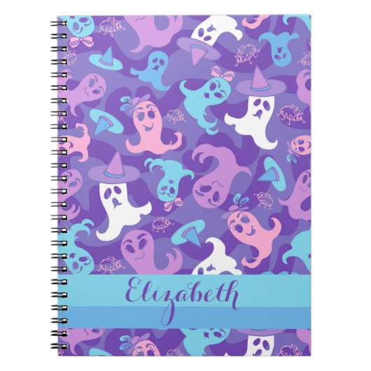 Halloween Ghosts Lila Personalisiertes Notebook Notizblock (Vorderseite)