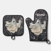 Halloween Ghosts Ofenhandschuh & Topflappen-Set (Vorderseite)