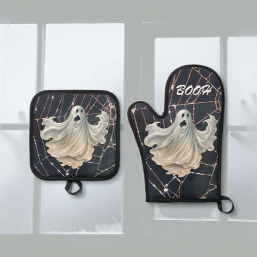 Halloween Ghosts Ofenhandschuh & Topflappen-Set