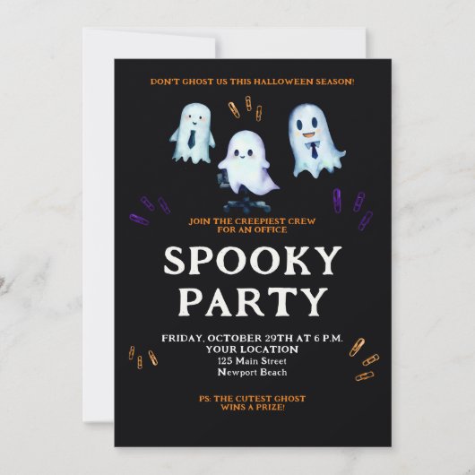 Halloween Ghosts Office-Party Einladung (Vorderseite)