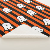 Halloween Ghosts on Black and Orange Stripes  Sherpadecke (3/4)