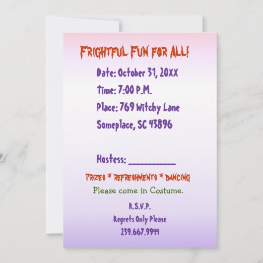 Halloween Ghosts-Party Einladung (Rückseite)