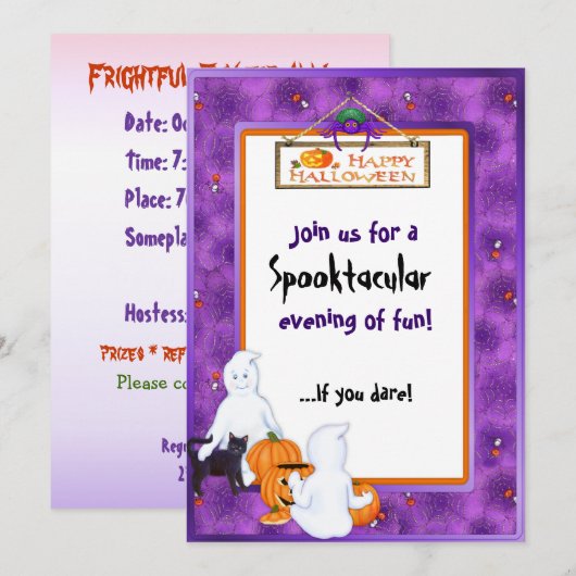 Halloween Ghosts-Party Einladung (Vorne/Hinten)